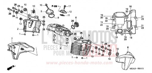 COUVERCLE DE CULASSE ARRIERE VTX1300S7 de 2007